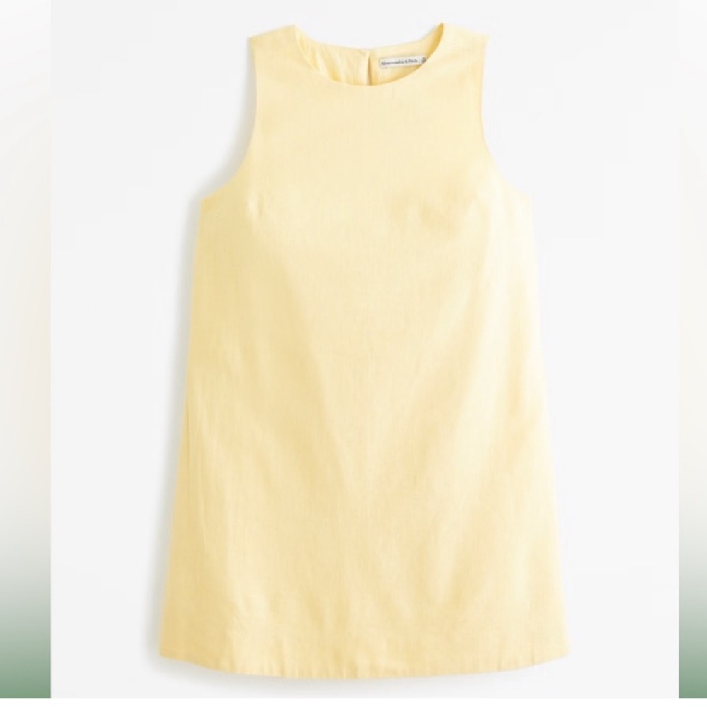 Abercrombie & Fitch High-Neck Linen Blend Mini Dress